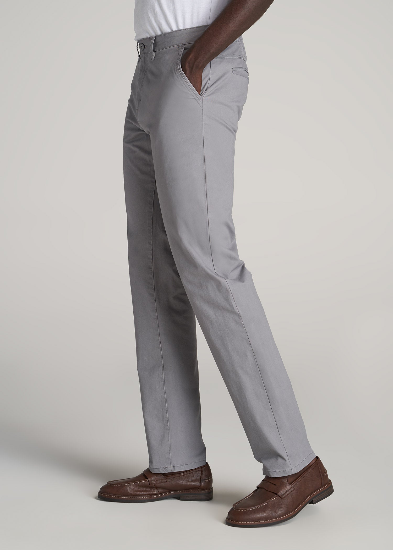 J1 STRAIGHT Leg Chinos in Pebble Grey - Pants for Tall Men