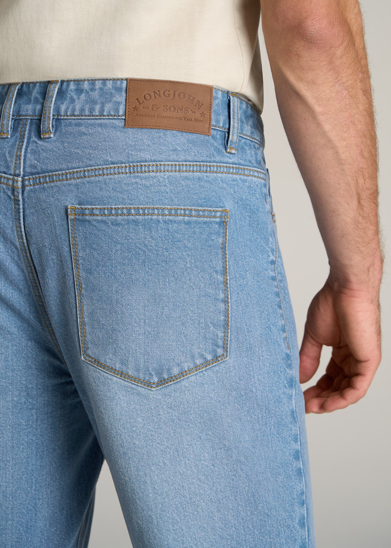LJ&S Men's Tall Jeans Straight Leg Stone Wash Light Blue – American Tall