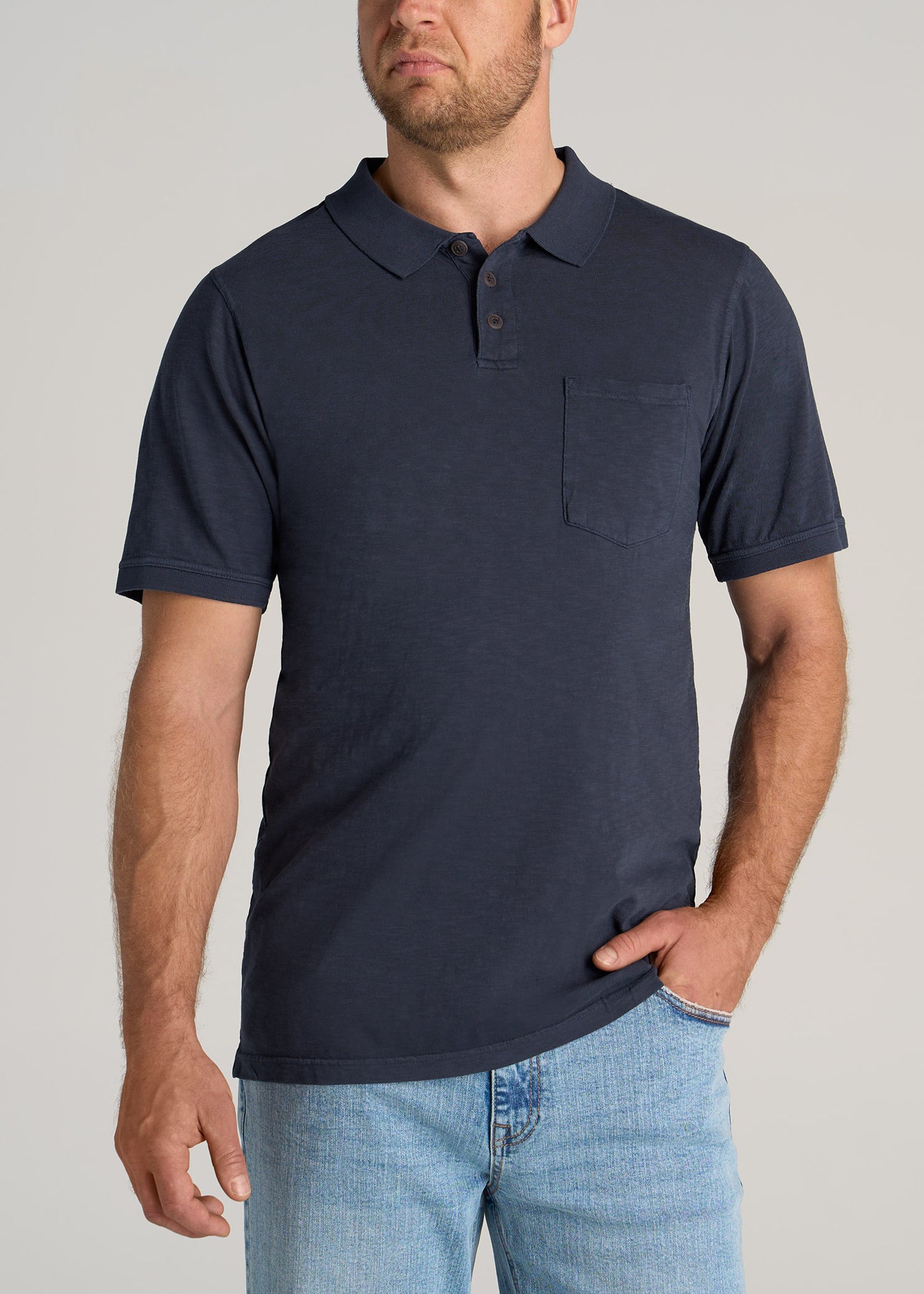     American-Tall-Men-LJ-Slub-Pocket-Polo-Shirt-Vintage-Midnight-Navy-front