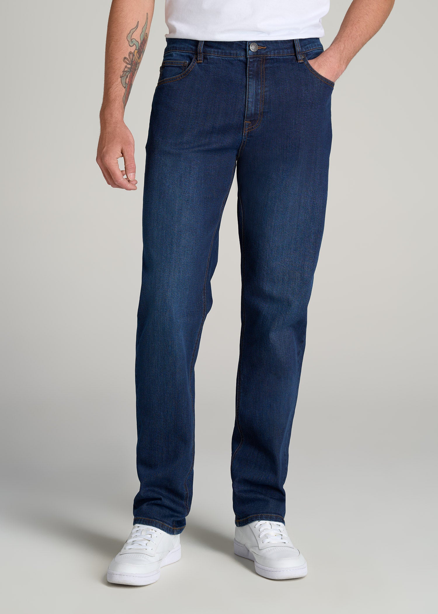 LJ&S Men's Tall Jeans Straight Leg Charger Blue | American Tall