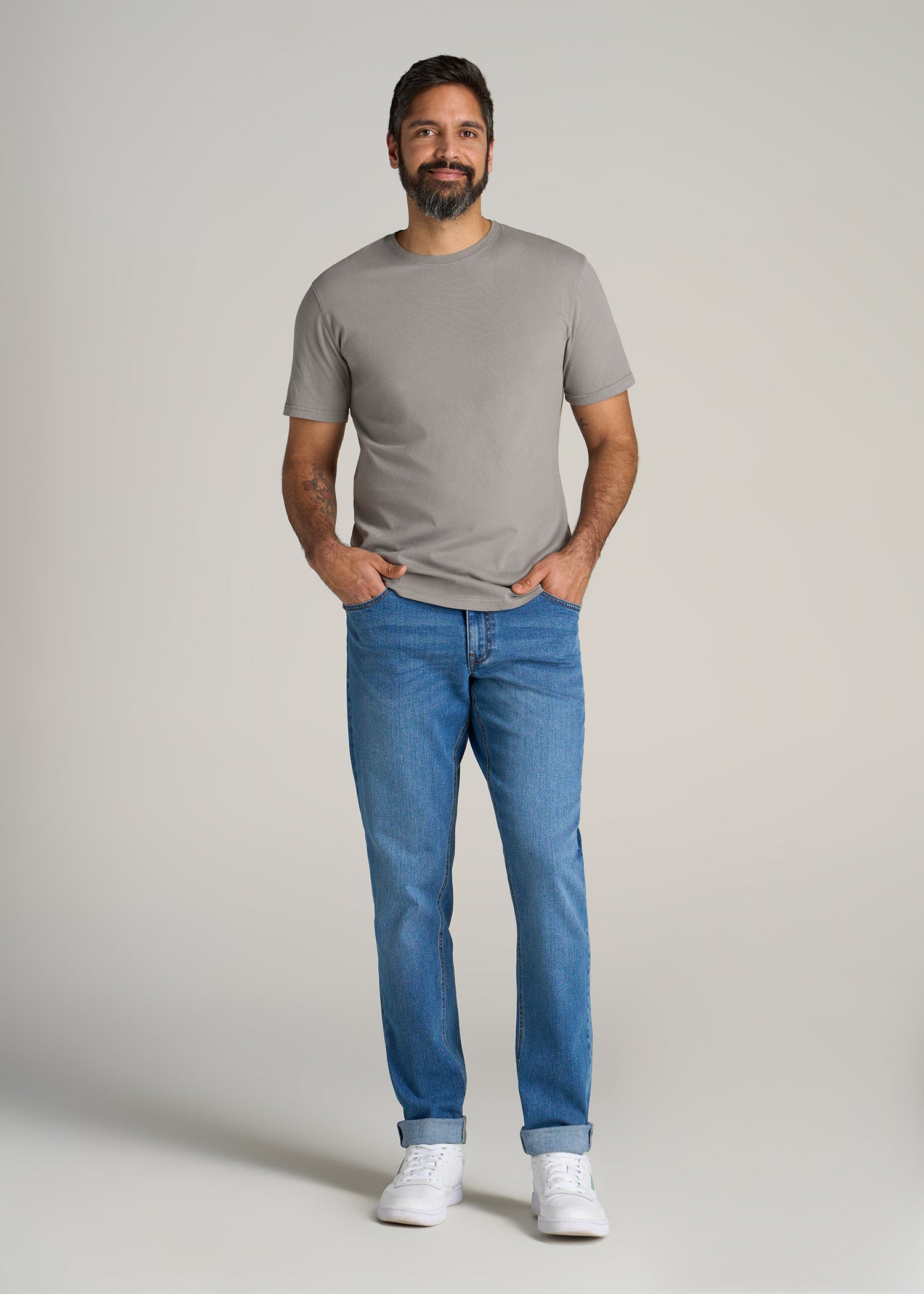 A.T. Performance MODERN-FIT Raglan Short sleeve Tee for Tall Men in Tech  Blue Mix