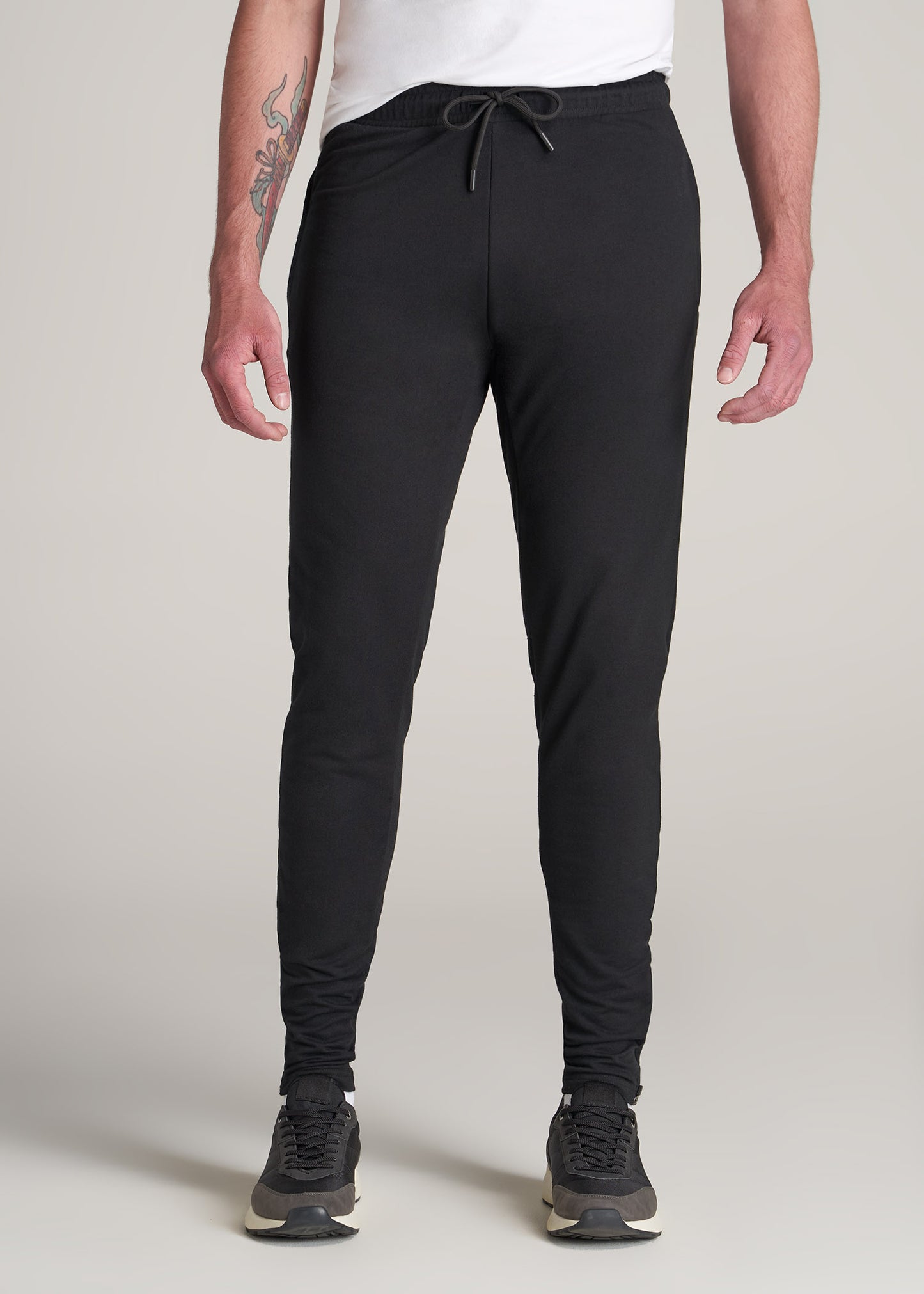       American-Tall-Men-Light-Weight-Tapered-French-Terry-Jogger-Black-front