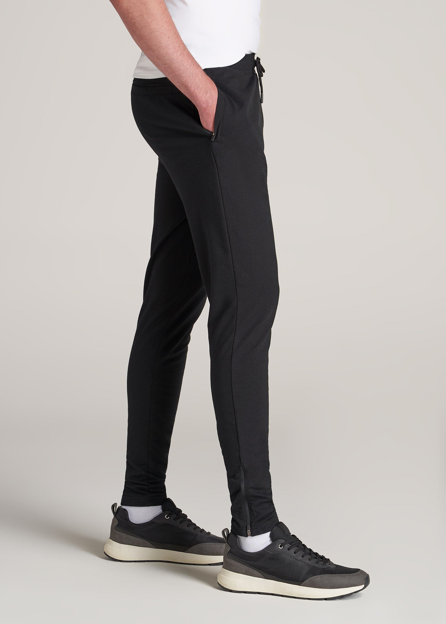 American-Tall-Men-Light-Weight-Tapered-French-Terry-Jogger-Black-side