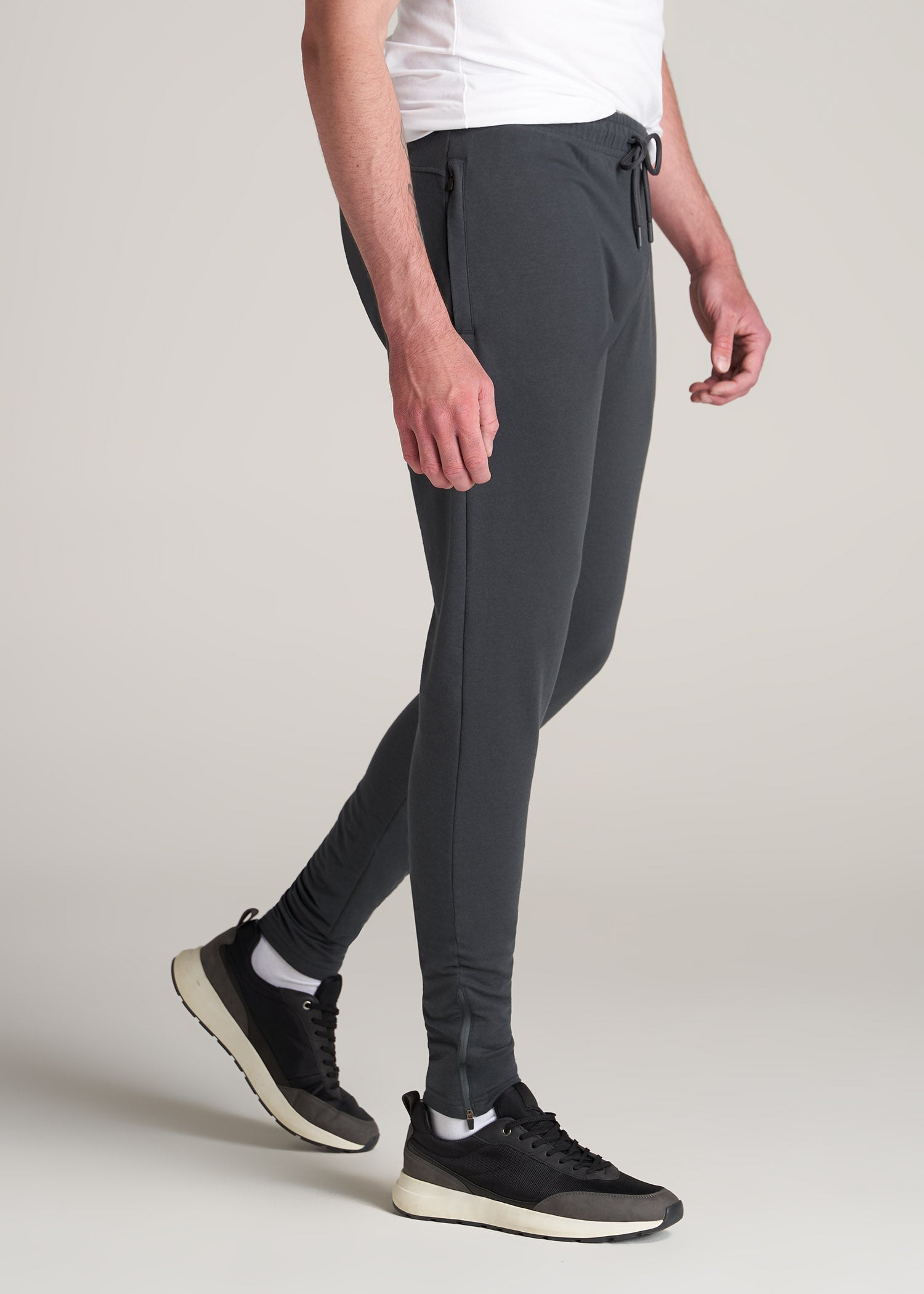 Men's Light Grey Muscle Fited French Terry Joggers