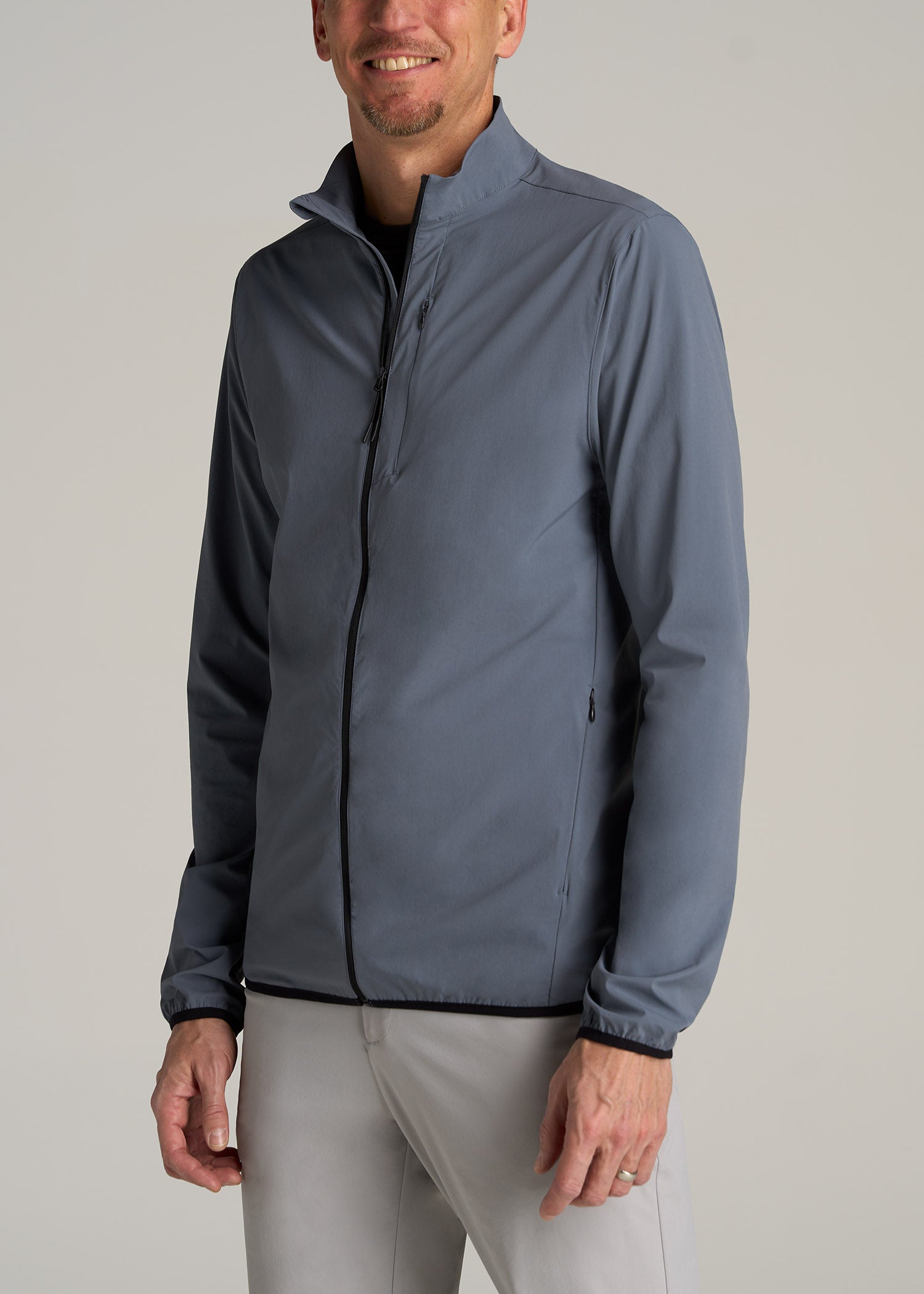 Tall Men's Softshell Jacket for Outdoor Training in Smoky Blue