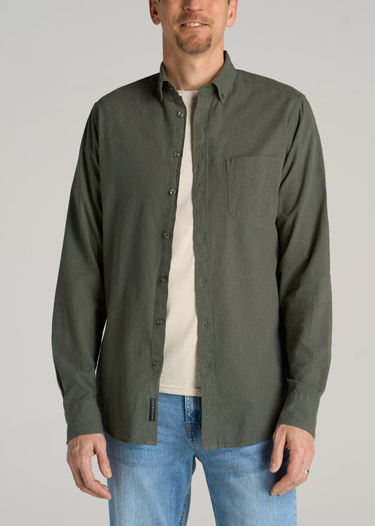    American-Tall-Men-Linen-Long-Sleeve-Shirt-Spring-Olive-front
