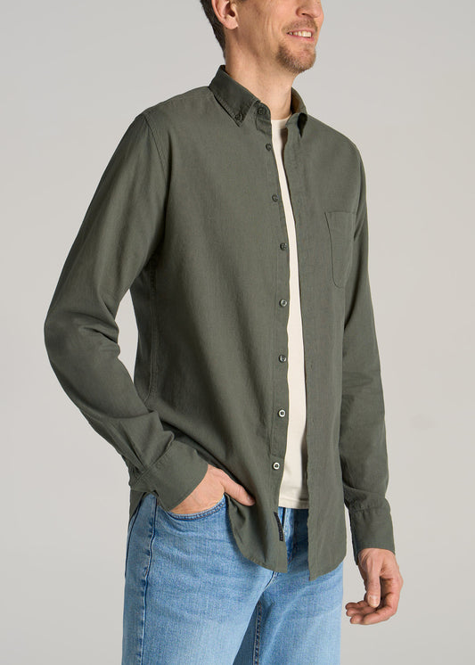    American-Tall-Men-Linen-Long-Sleeve-Shirt-Spring-Olive-side