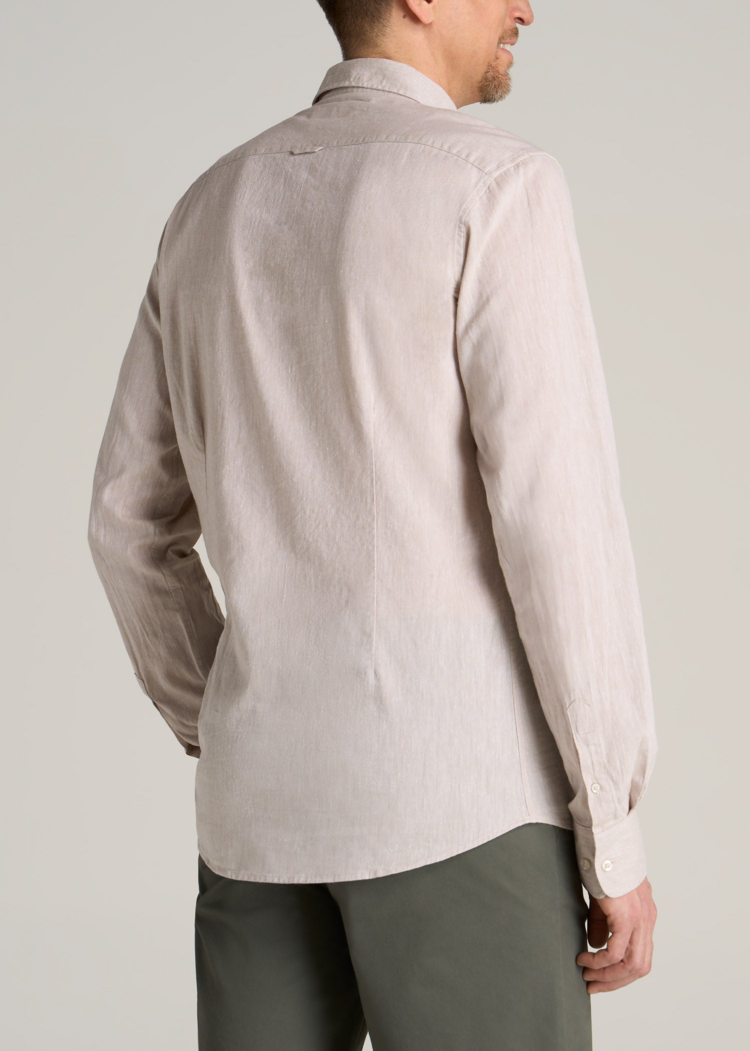 Men's Tall Linen Shirt: Long Sleeve Shirt Natural