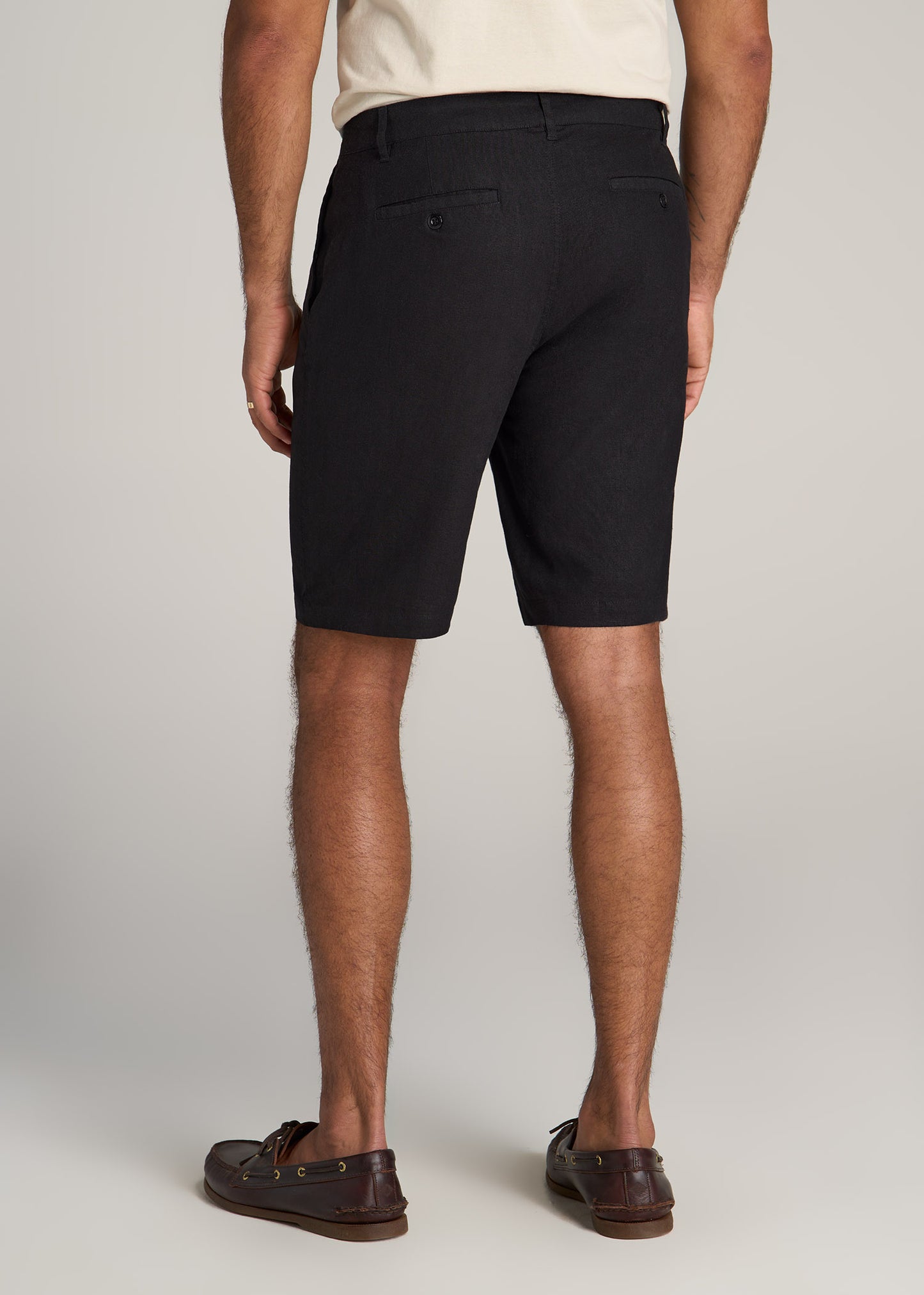 American-Tall-Men-Linen-Shorts-Black-back
