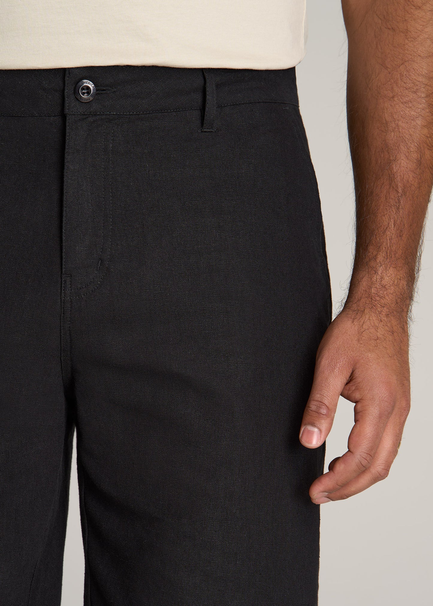 American-Tall-Men-Linen-Shorts-Black-detail