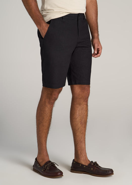American-Tall-Men-Linen-Shorts-Black-side