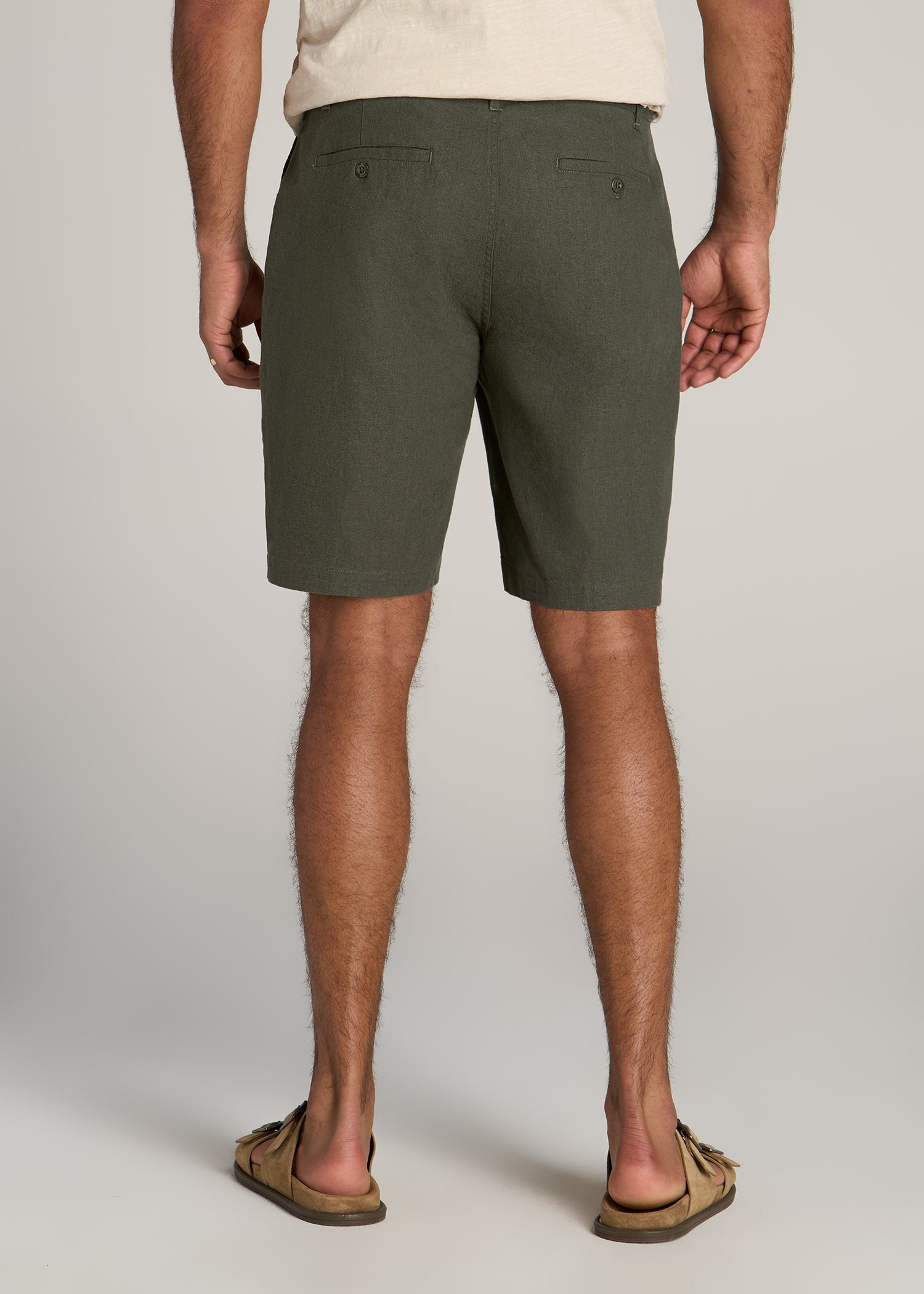 American-Tall-Men-Linen-Shorts-Spring-Olive-back
