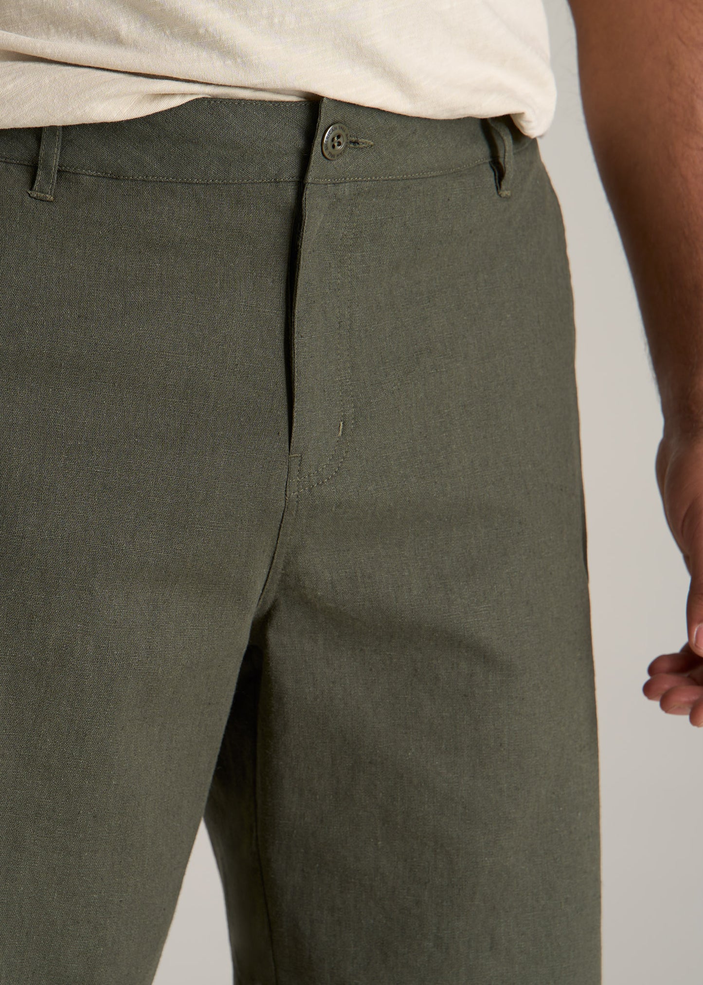 American-Tall-Men-Linen-Shorts-Spring-Olive-detail