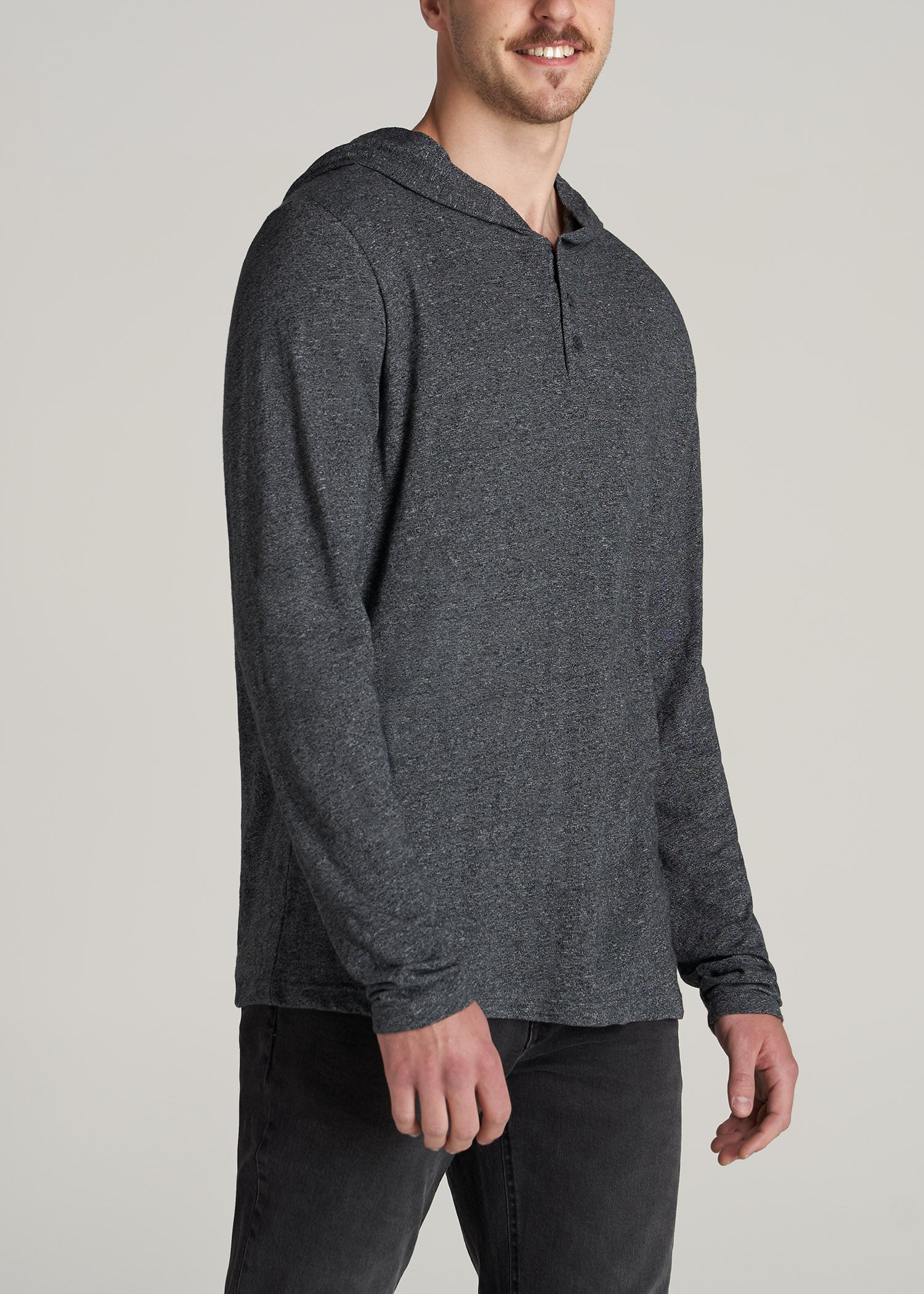 Waffle Sweater for Tall Men in Charcoal Mix