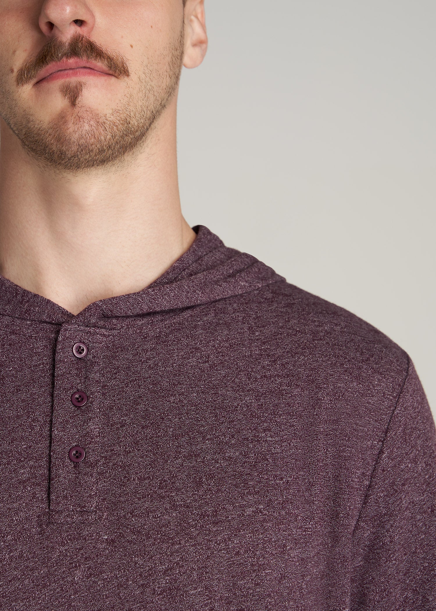 Henley Hoodie for Tall Men in Burgundy Mix M / Extra Tall / Burgundy Mix