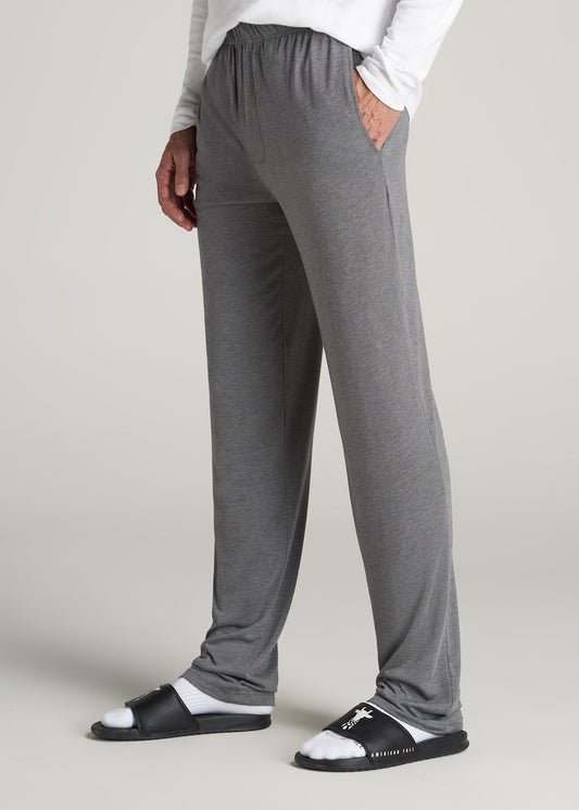 Woven Pajama Pants for Tall Men in Black & Grey Plaid
