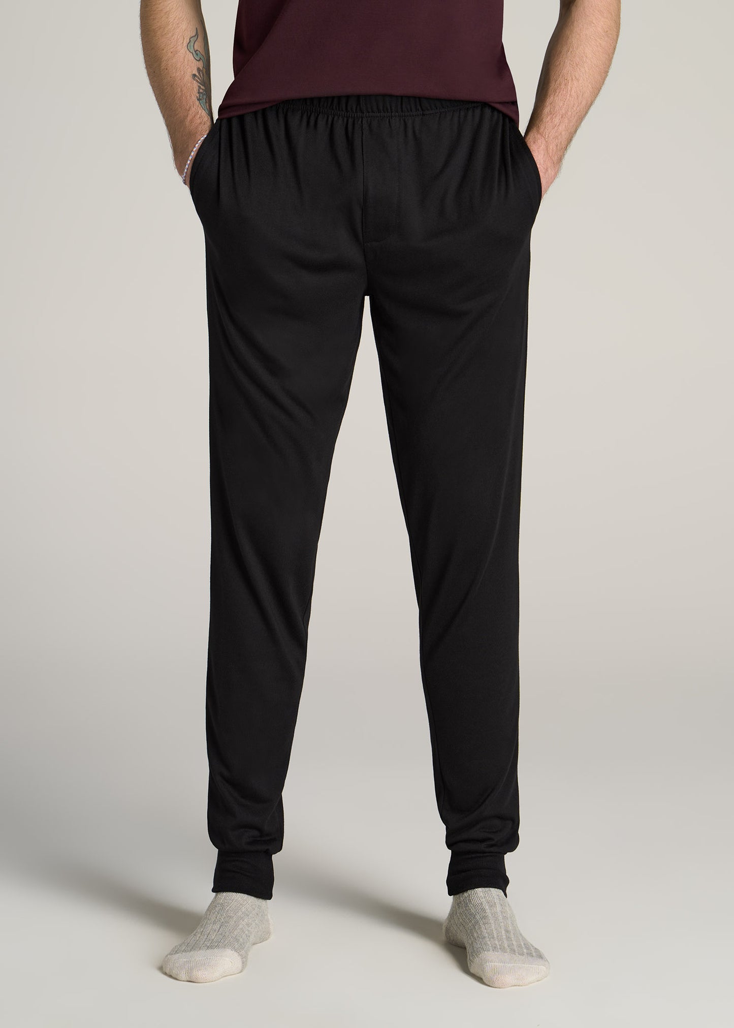 Open Bottom Sweatpants: Men's Tall Fleece Black Pants – American Tall