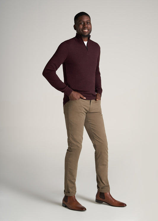    American-Tall-Men-Mens-EveryDay-QuarterZip-Sweater-BurgundyMix-full