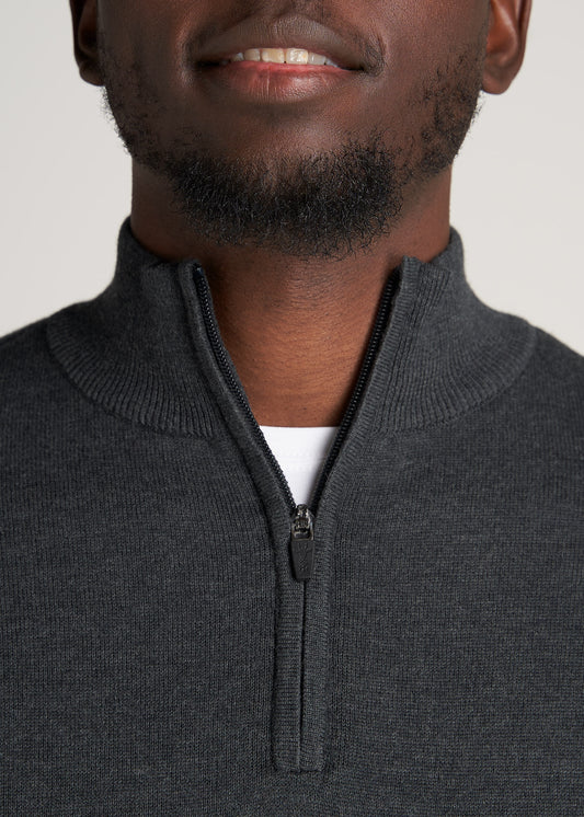    American-Tall-Men-Mens-EveryDay-QuarterZip-Sweater-CharcoalMix-detail