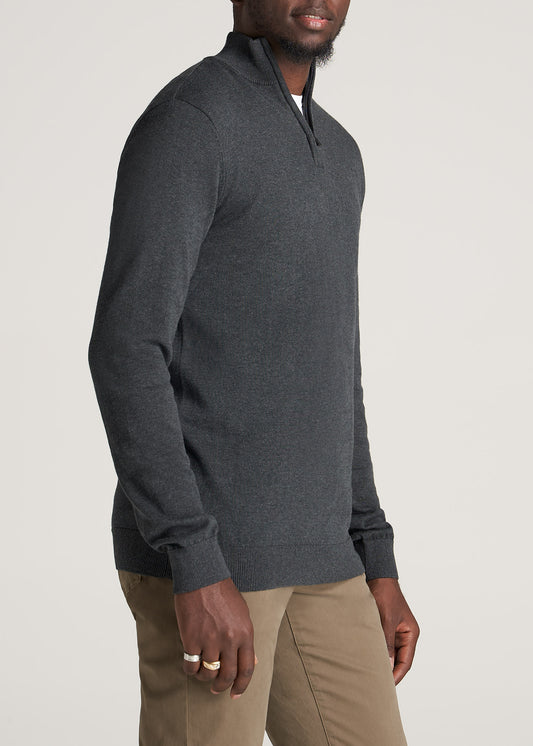    American-Tall-Men-Mens-EveryDay-QuarterZip-Sweater-CharcoalMix-side