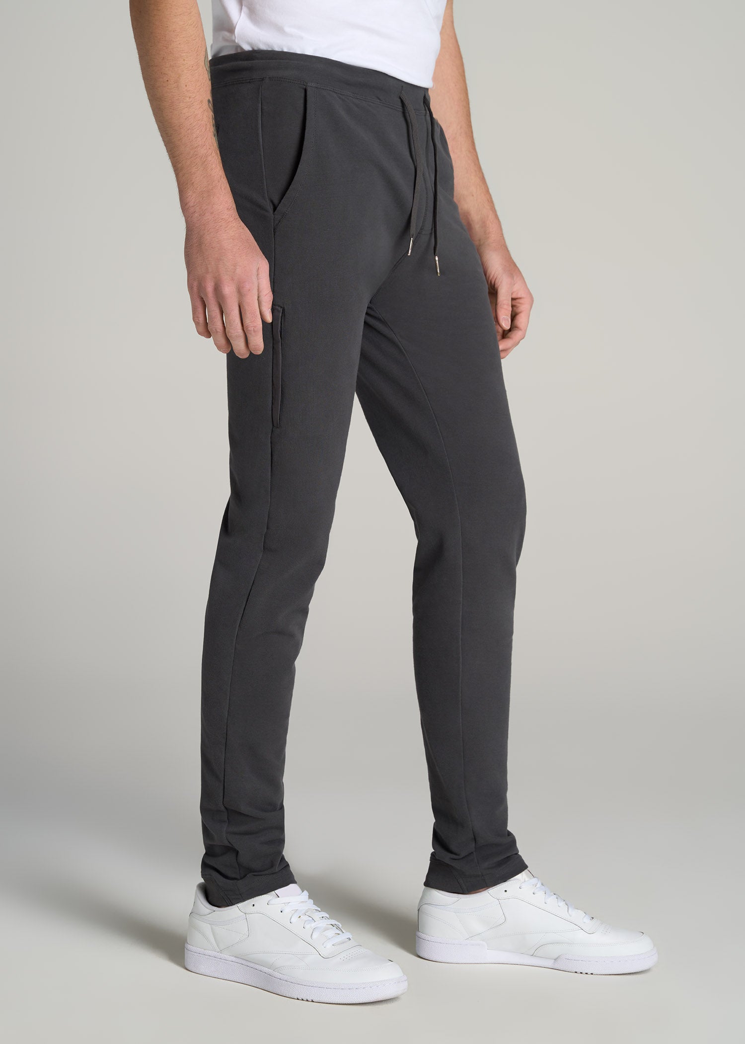 Microsanded French Terry Sweatpants for Tall Men in Marine Navy