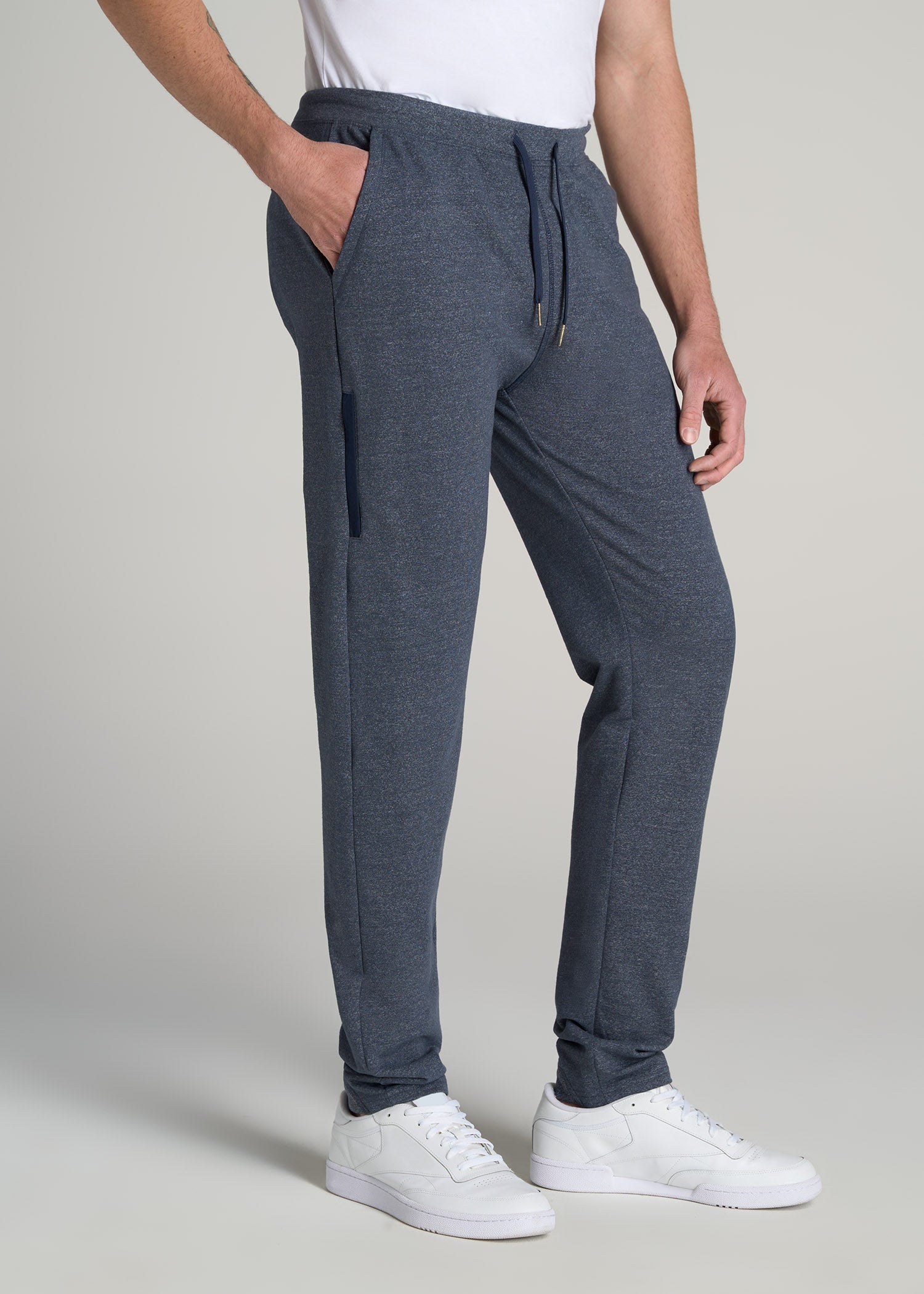 Microsanded French Terry Sweatpants for Tall Men in Navy Mix