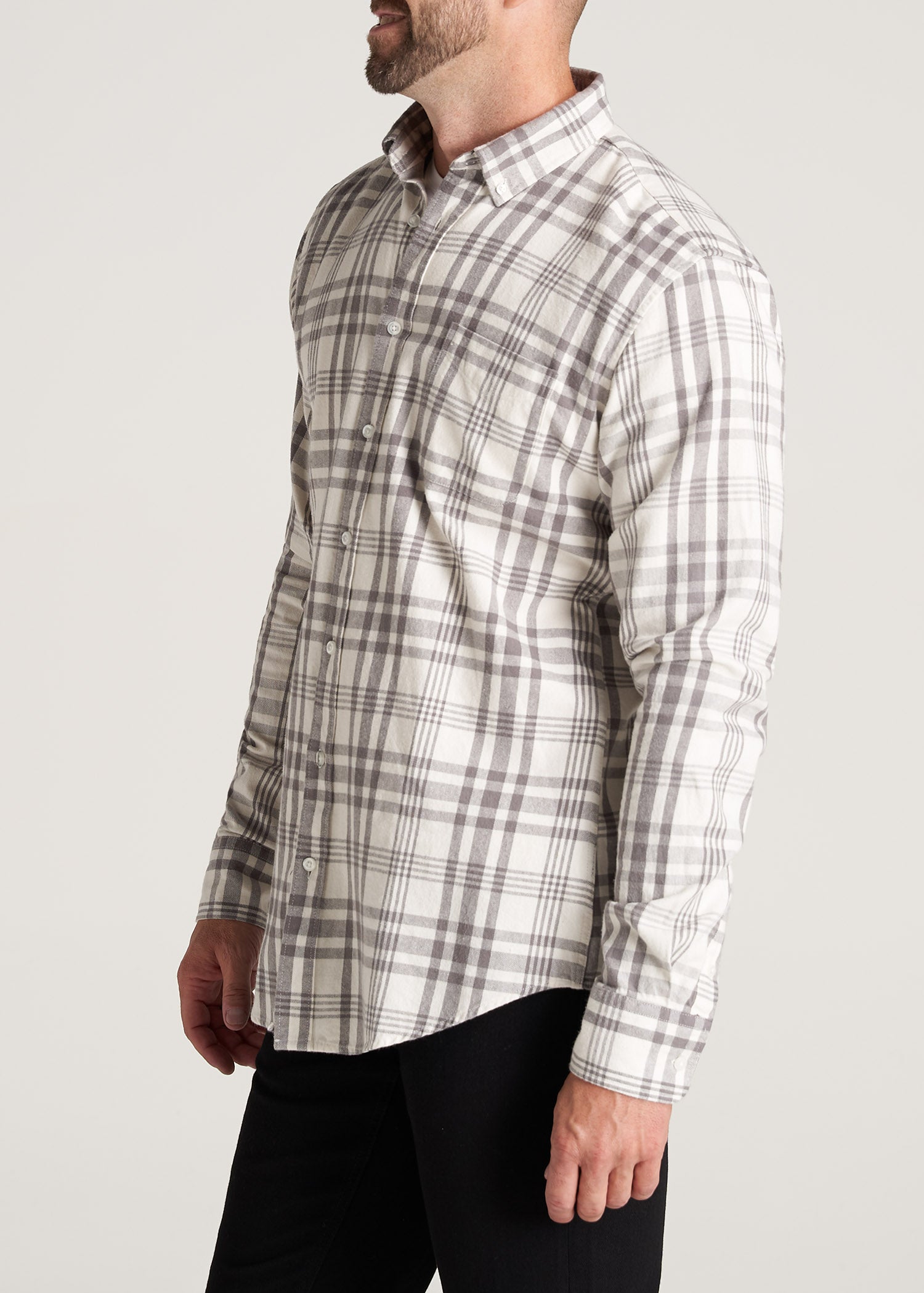       American-Tall-Men-Nelson-ButtonDown-Shirt-GreyPlaid-side