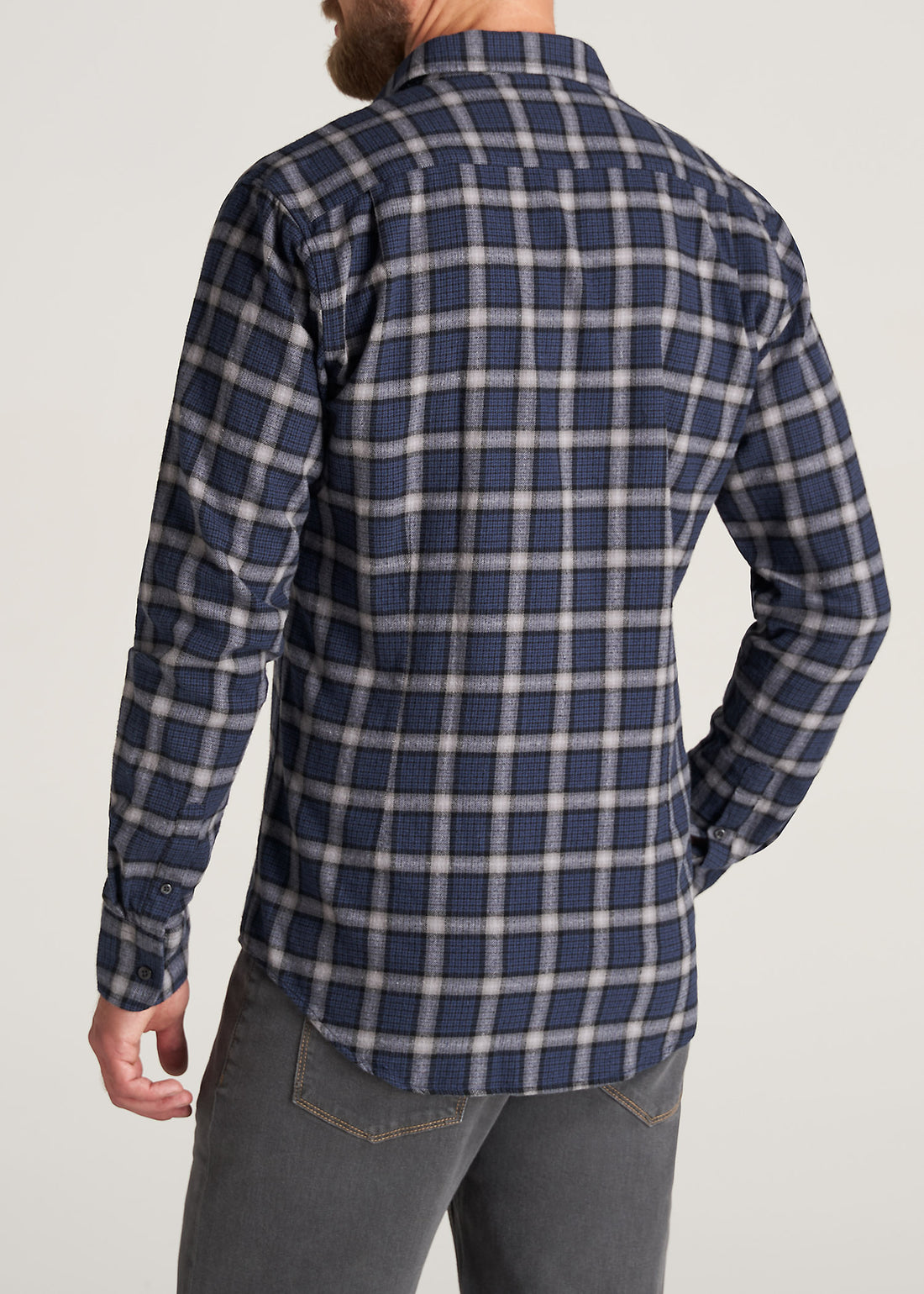 Men's Tall Flannel Nelson Shirt Grey And Navy | American Tall