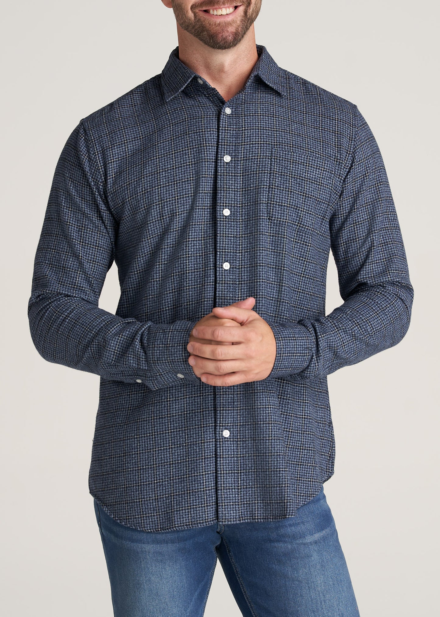   American-Tall-Men-Nelson-Flannel-NavyWhite-front