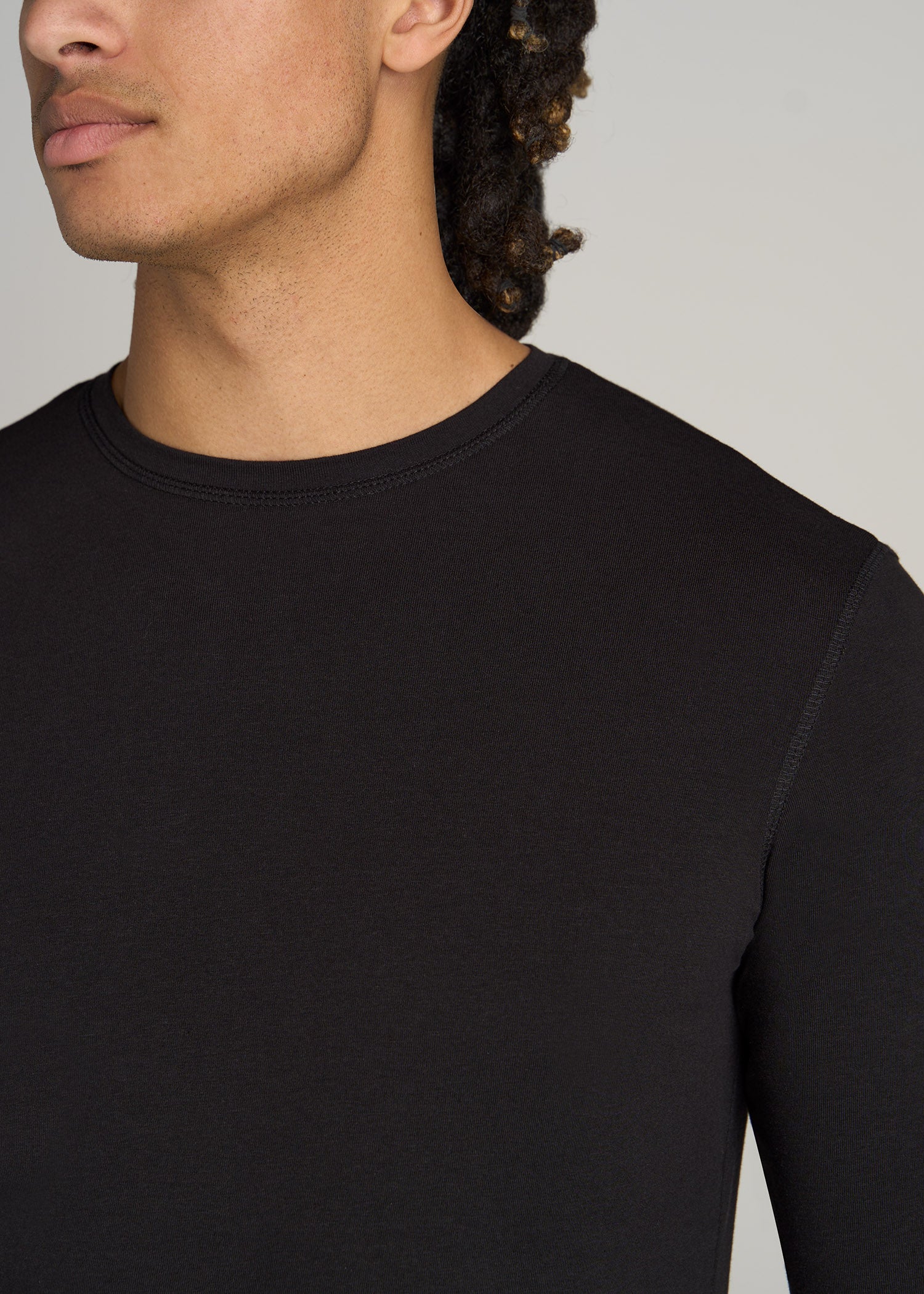 Active Basic Athletic Fitted Plain Long Sleeves Round Crew Neck T Shirt Top  (Medium, Black)