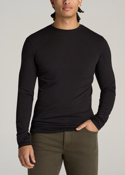 Long Sleeve Slim Fit Shirt: Tall Men's Long Sleeve Black Tee