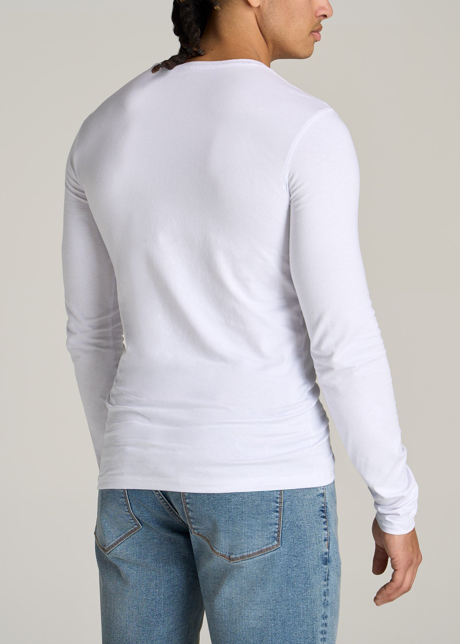 Slim Long Sleeve T Shirt: Tall Men's Slim Fit White Tee – American
