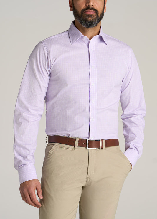 American-Tall-Men-Oskar-Dress-Shirt-Lavender-Grid-front