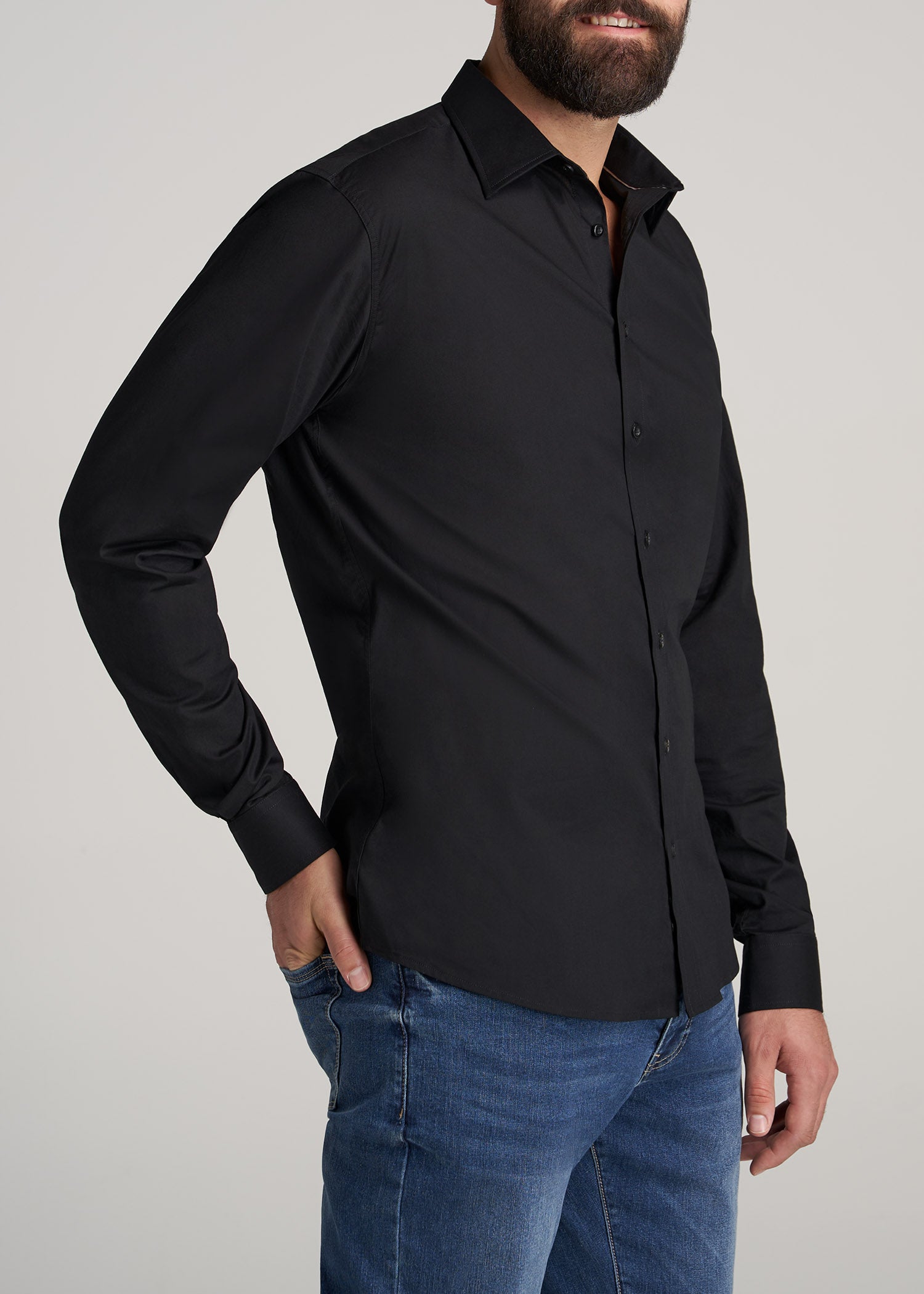 Men's Tall Oskar Easy Care Dress Shirts Black