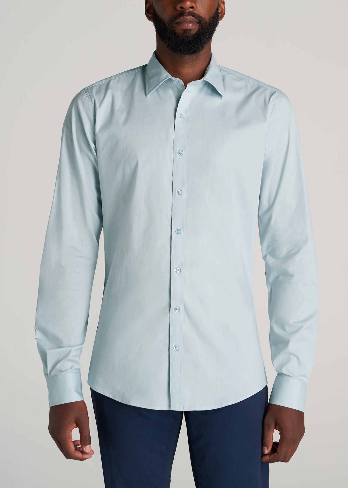 Oskar Button-Up Dress Shirt for Tall Men in Grey Herringbone
