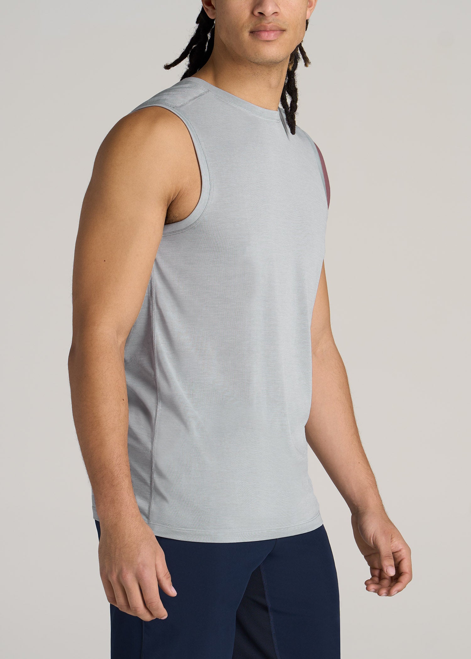 A.T. Performance MODERN-FIT Jersey Tank For Tall Men in Light Grey Mix