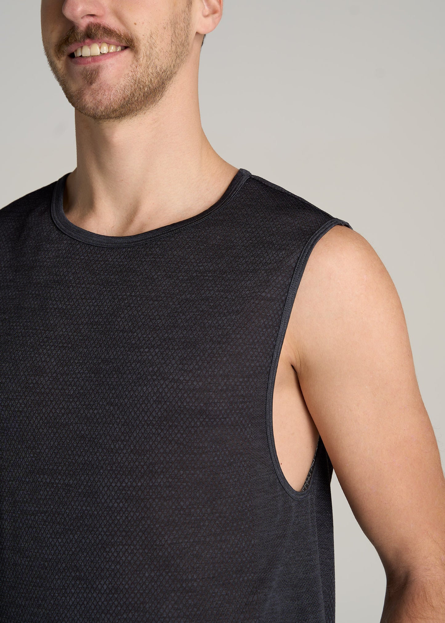 American-Tall-Men-Performance-SLIM-FIT-Engineered-Tank-Top-Charcoal-Mix-detail