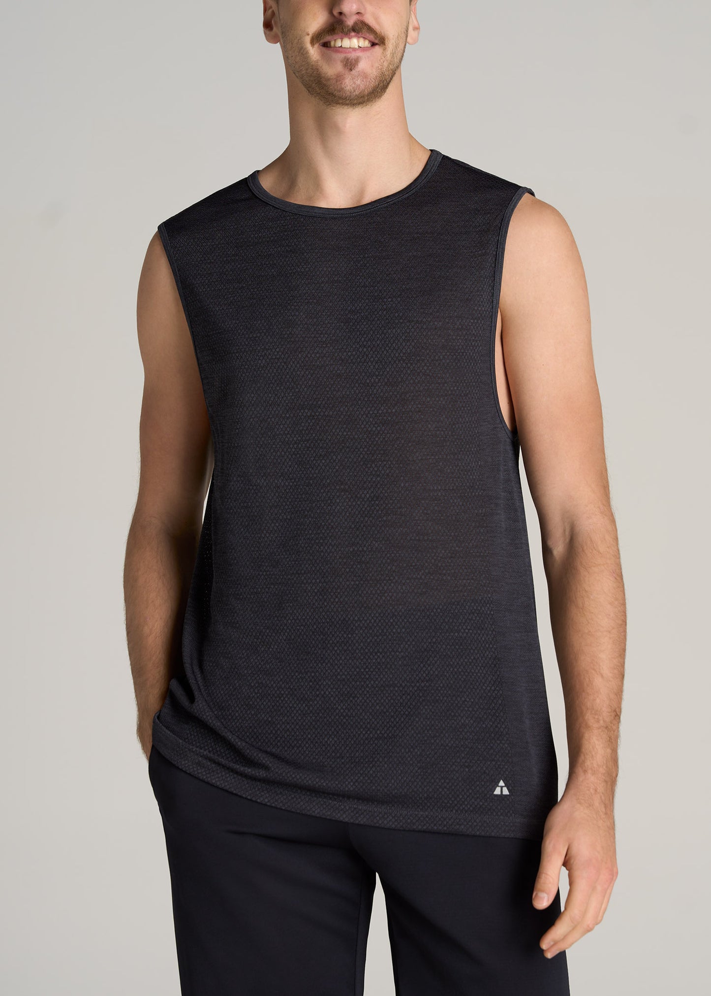 American-Tall-Men-Performance-SLIM-FIT-Engineered-Tank-Top-Charcoal-Mix-front