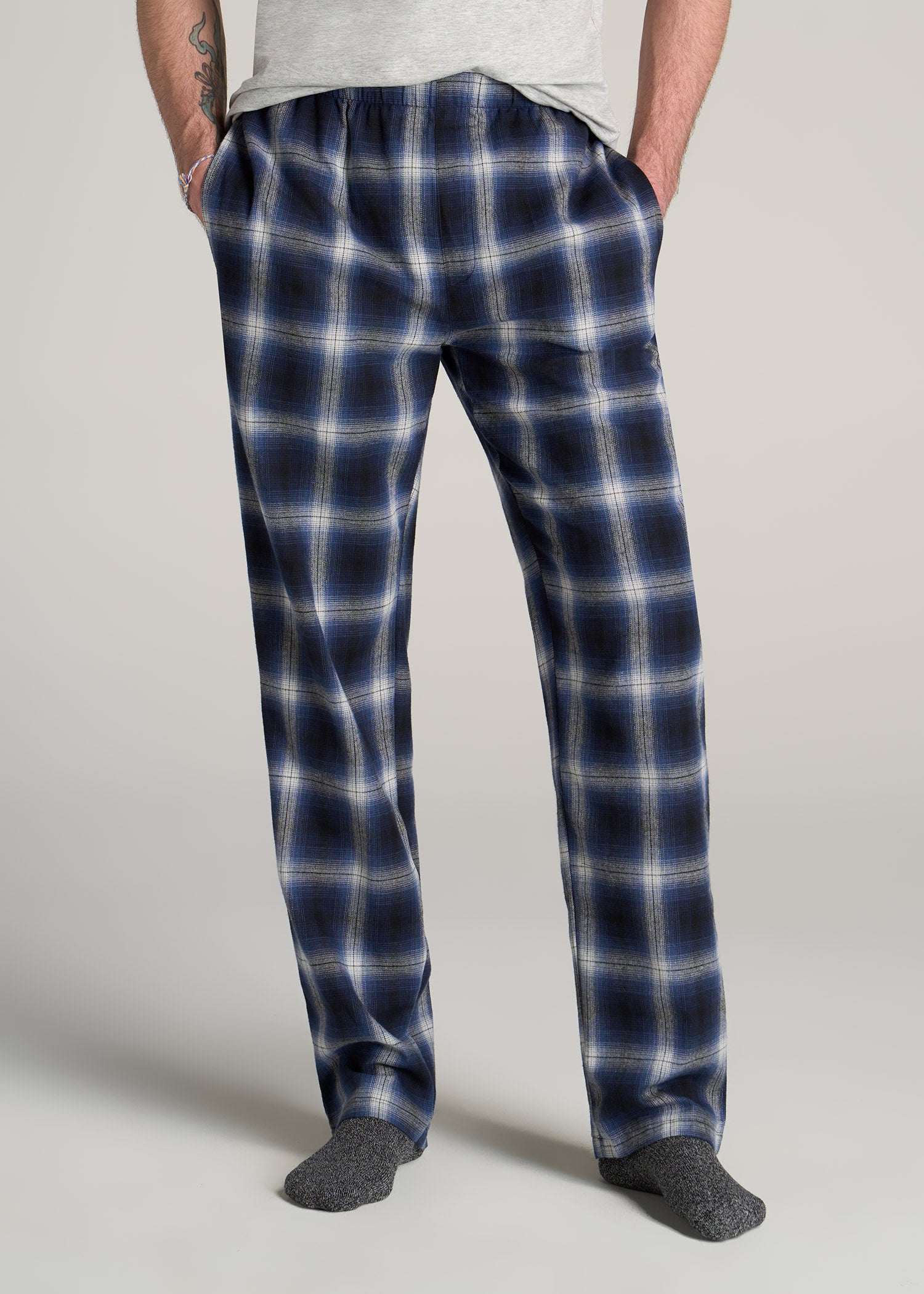 American-Tall-Men-Plaid-Pajama-Pants-Blue-Grey-Plaid-front
