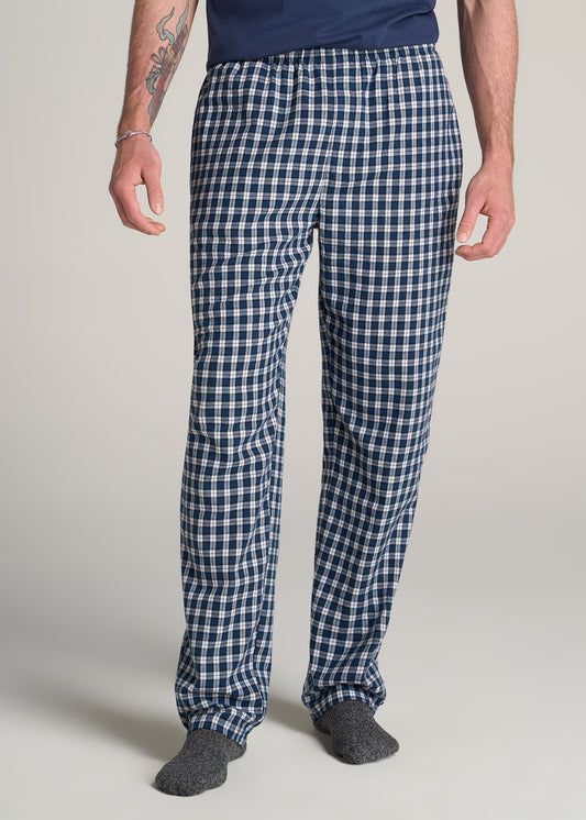 American-Tall-Men-Plaid-Pajama-Pants-Navy-White-Plaid-front
