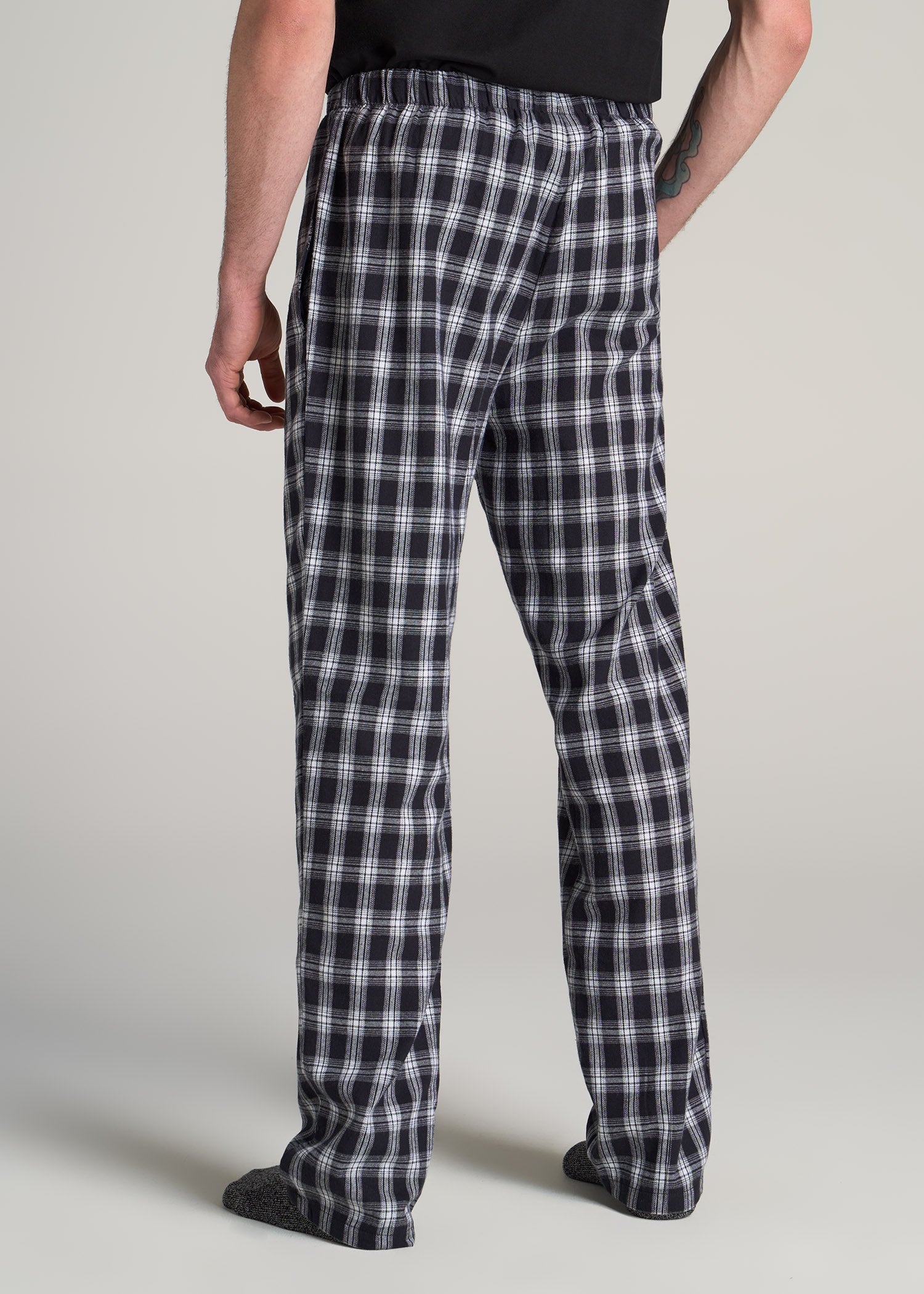 Regular Fit Flannel Pajama Pants - Black/white plaid - Men | H&M US