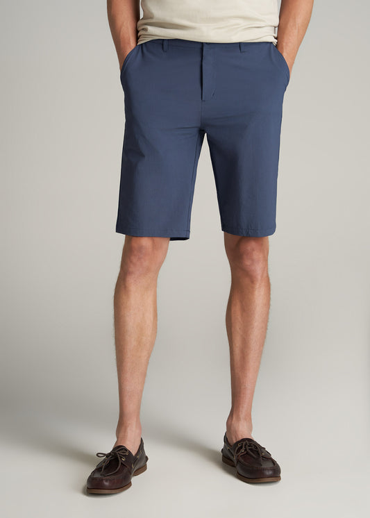 Premium Hybrid Shorts for Tall Men in Smoky Blue