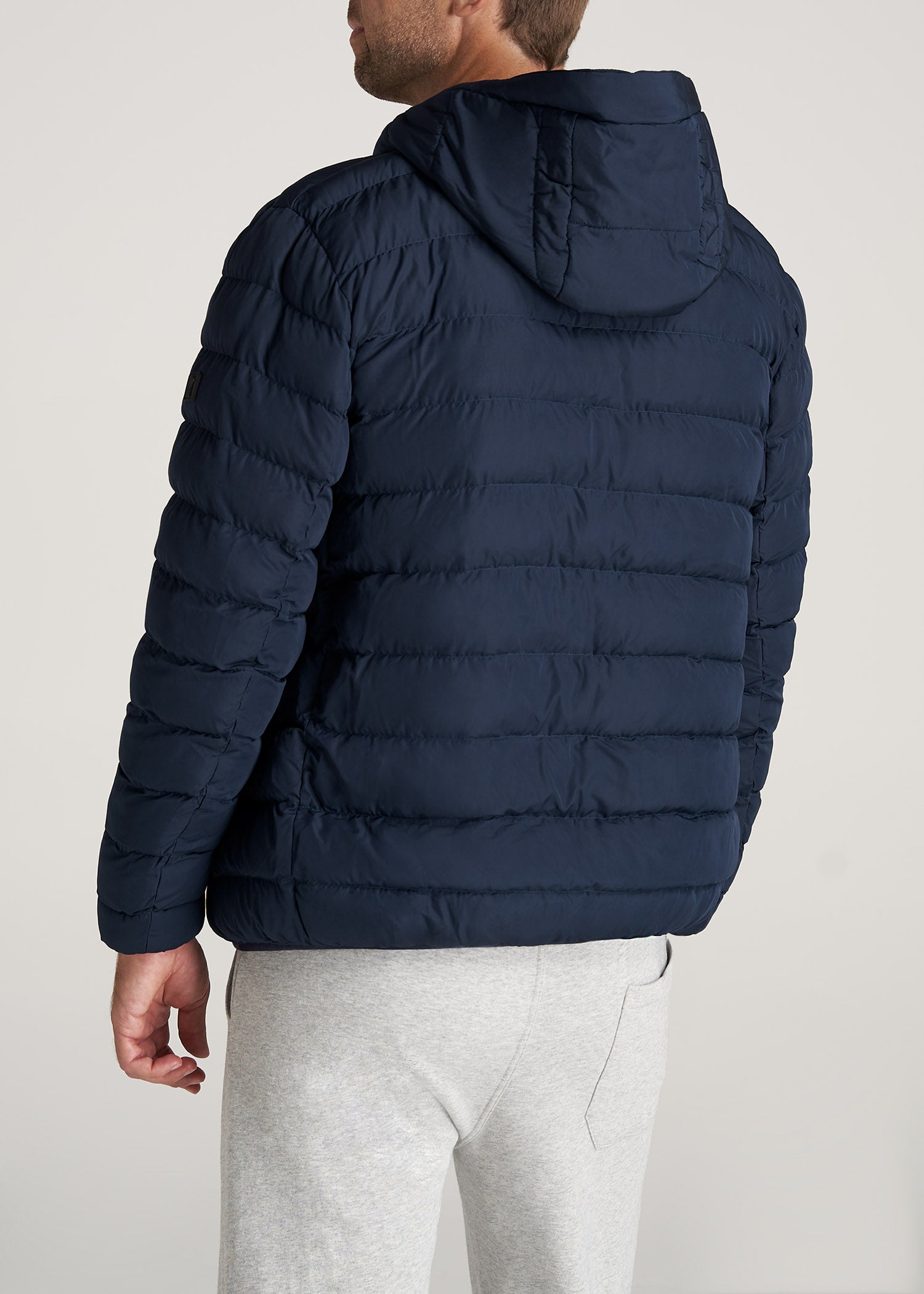 Navy Blue Hooded Puffer Jacket for Men