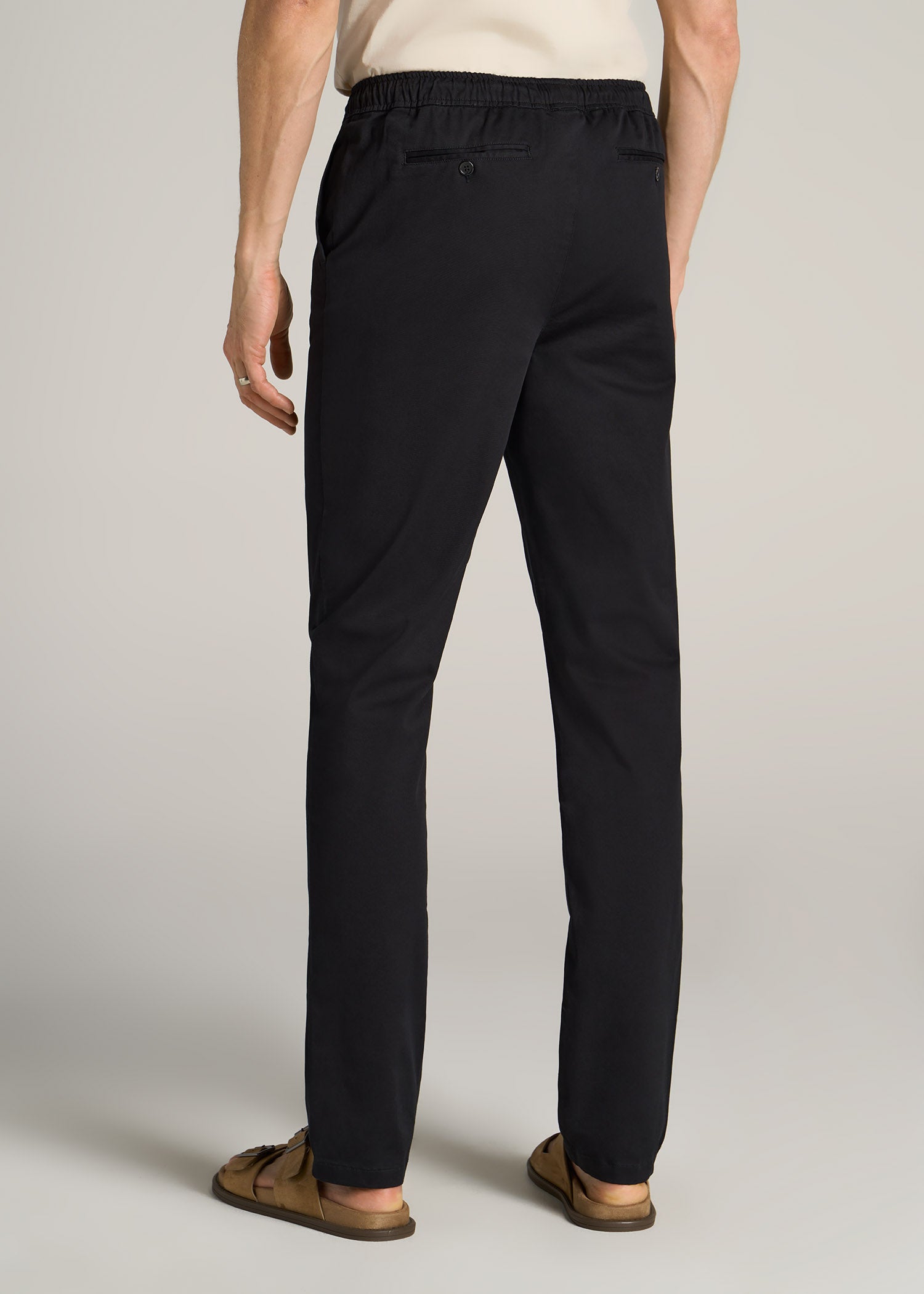 Stretch Pull On Deck Pants For Tall Men Black | American Tall