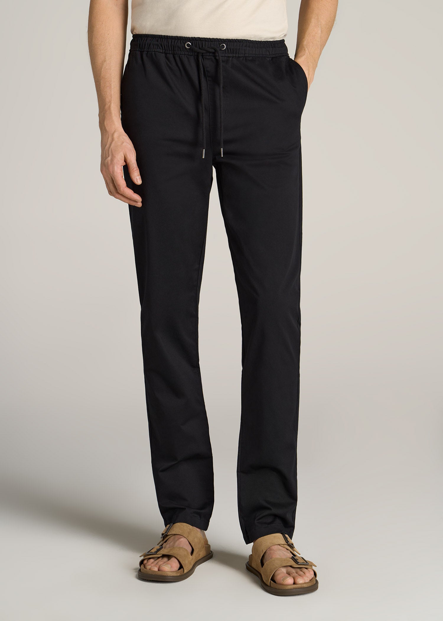 Stretch Pull On Deck Pants For Tall Men Black | American Tall