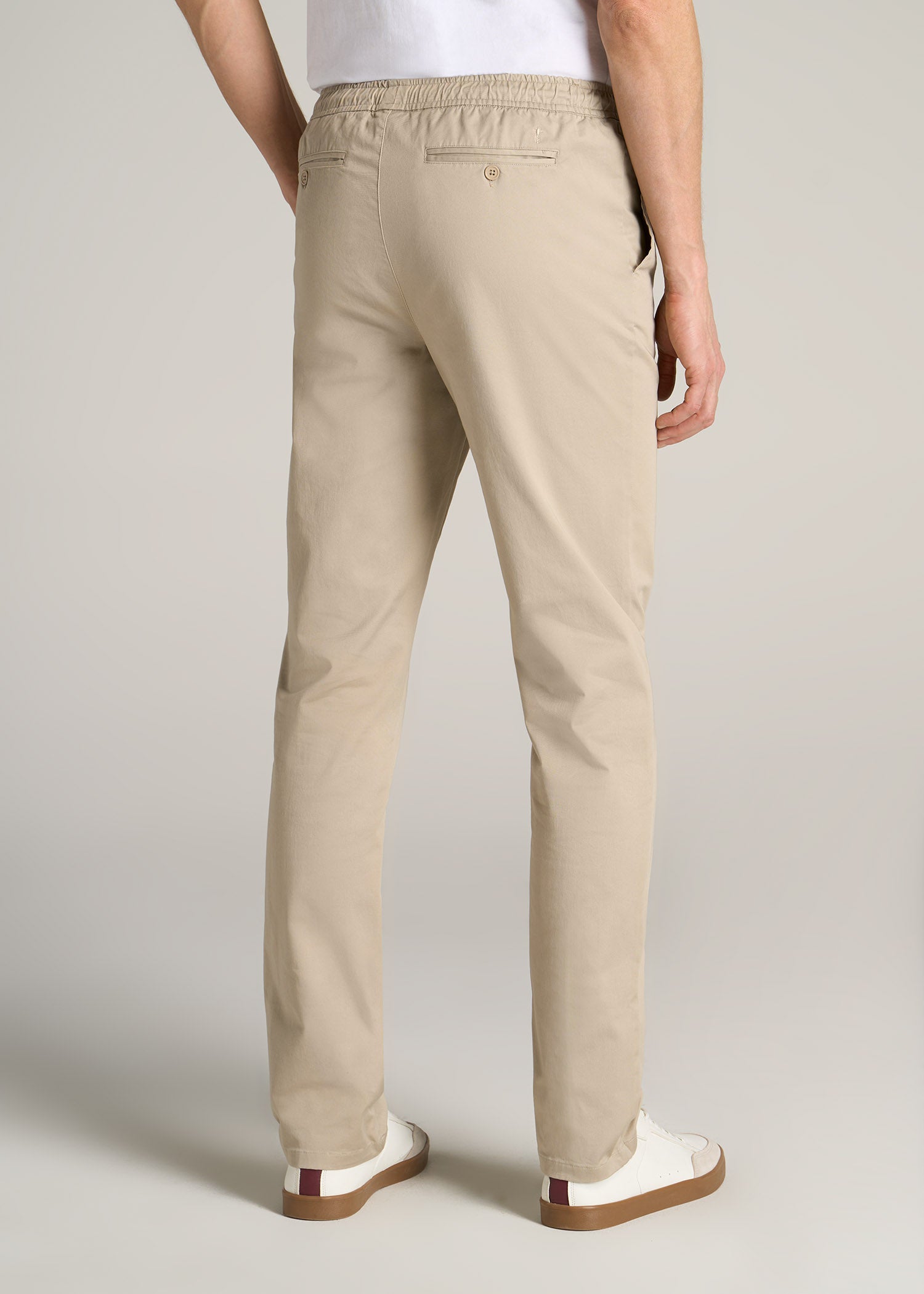 Stretch Pull On TAPERED-FIT Deck Pants For Tall Men in Light Khaki