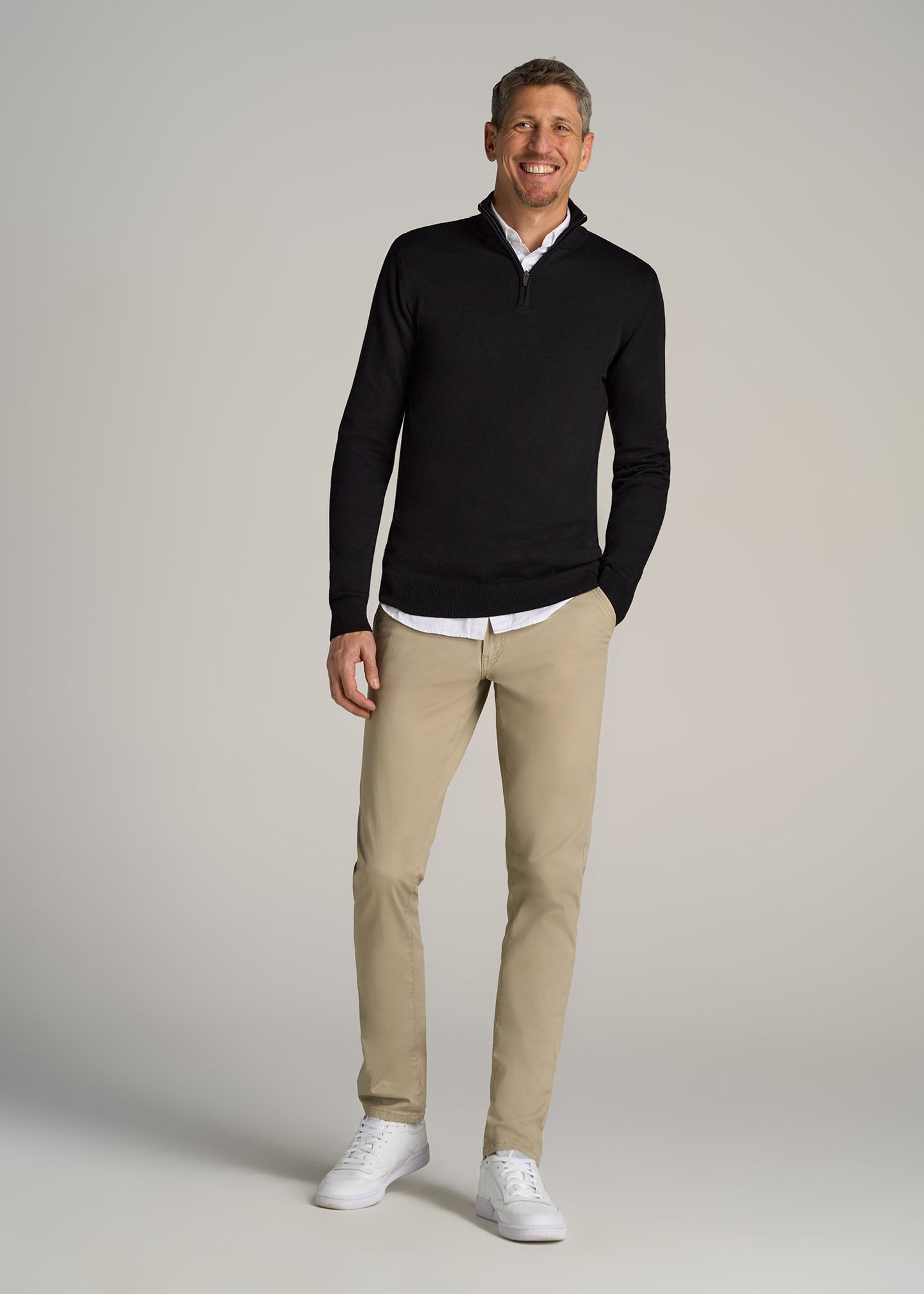       American-Tall-Men-Quarter-Zip-Sweater-Black-full
