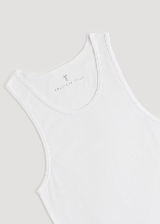 Men's Tall Ribbed Undershirt Tank Top in Bright White (2-Pack)