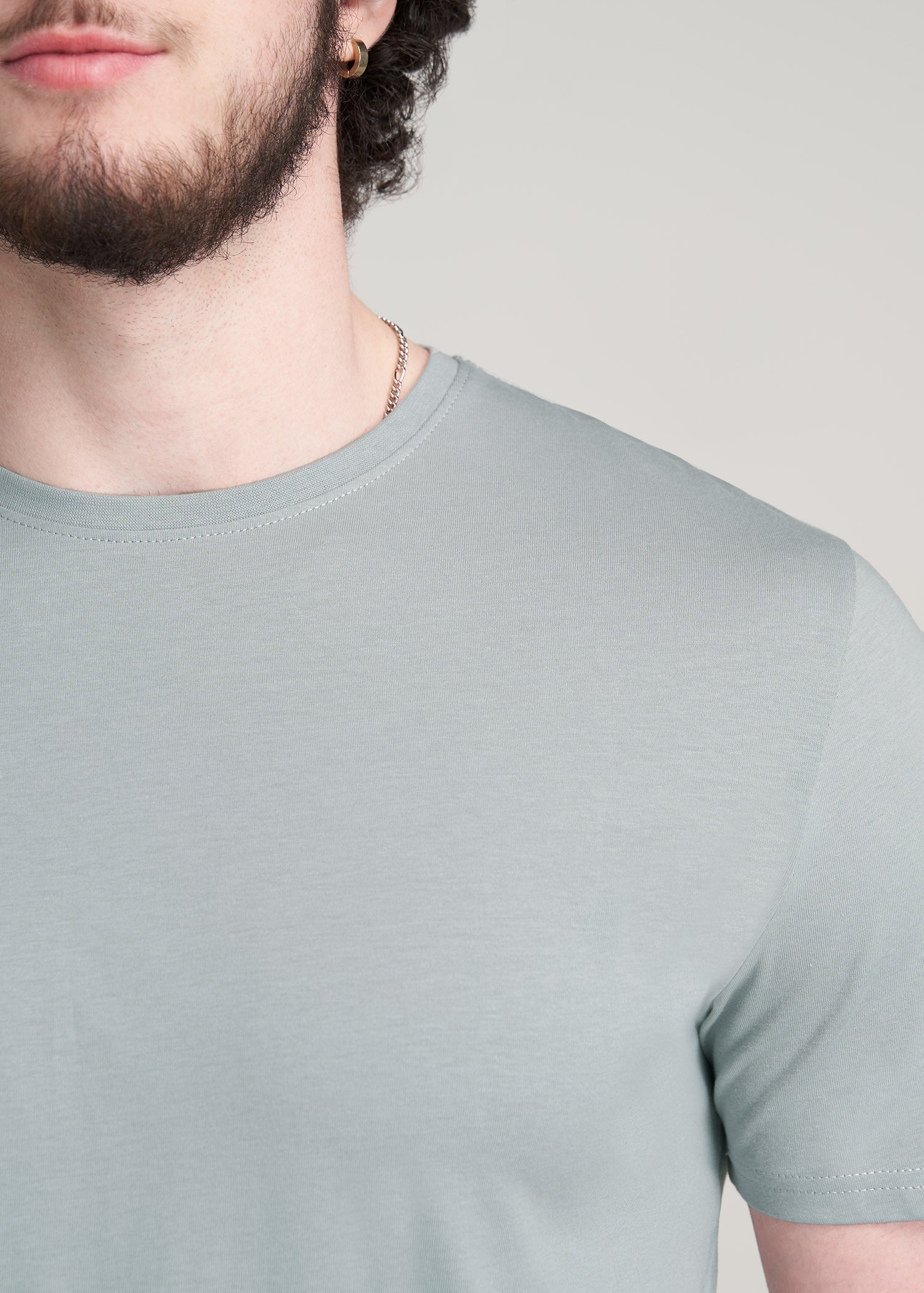 Stretch Cotton MODERN-FIT T-Shirt for Tall Men in Skyline Grey