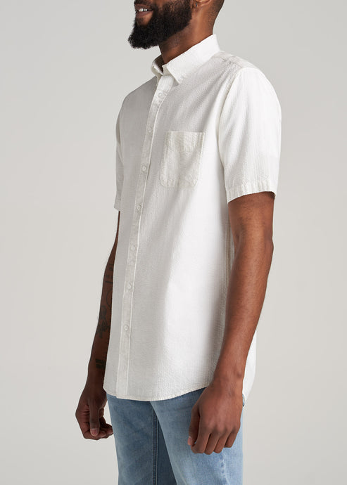 Seersucker Tall Men Short Sleeve Shirt White | American Tall